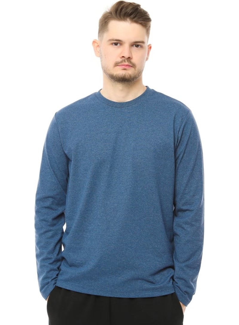 Defy's Men's Long Sleeve Crew Neck T-Shirt Indigo - Image 3